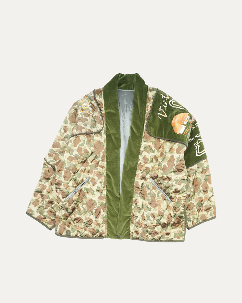 Rayon Satin Quilting Camo Kesa Sham Bomber Jacket