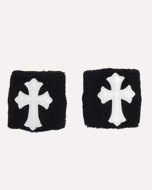 Patent Leather Cross Patch Wrist Sweatbands