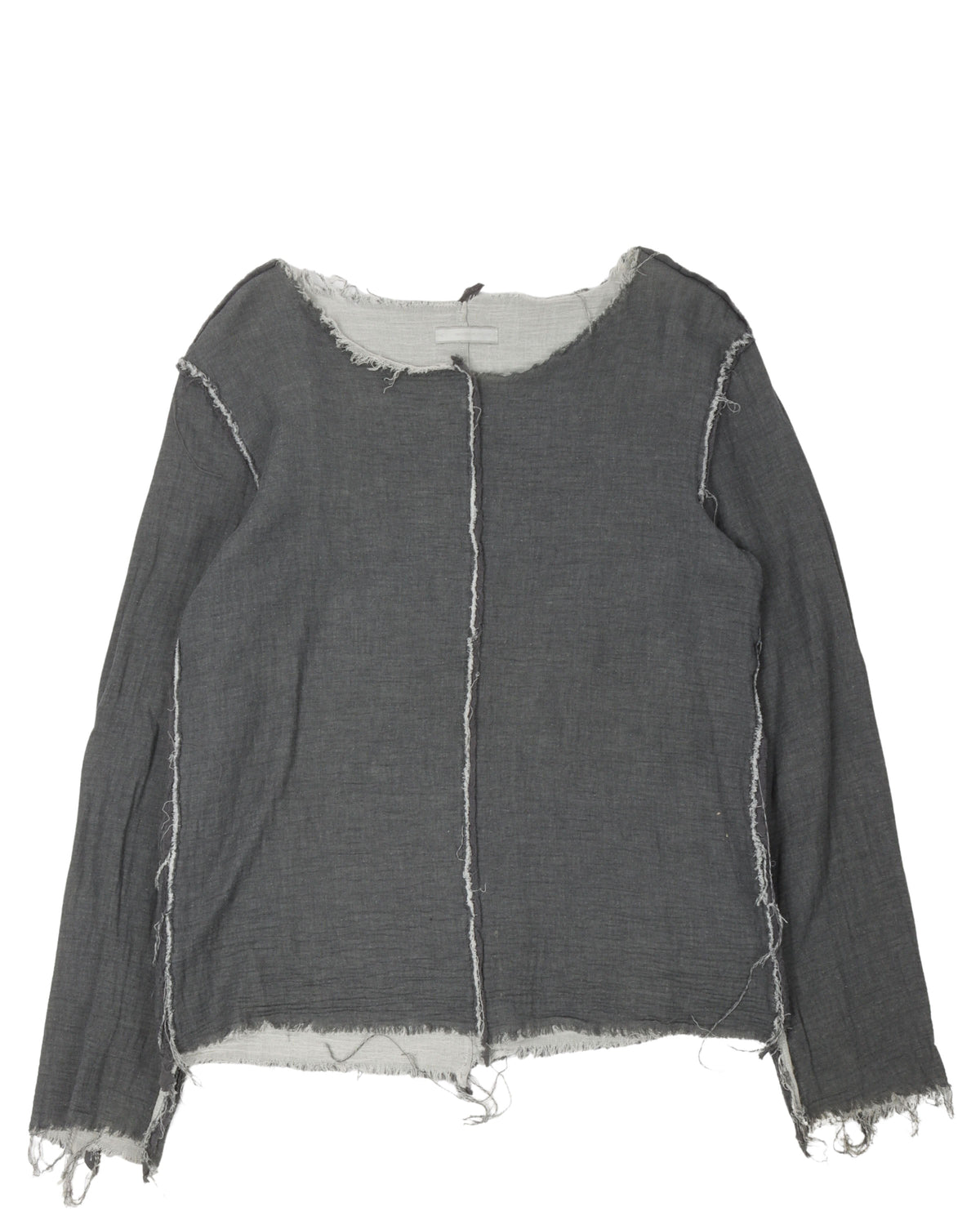 Raw Edge Distressed Long Sleeve T-Shirt