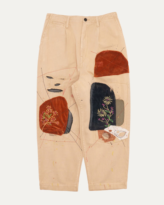 Buckle Back Patchwork Pants