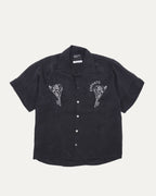 Rose Embroidered Camp Collar Shirt