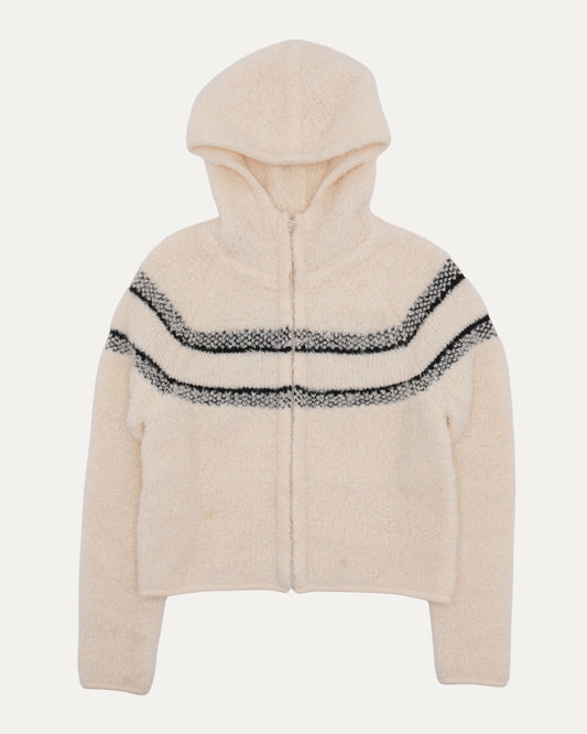 Hooded Fleece Zip-Up Wool Jacket
