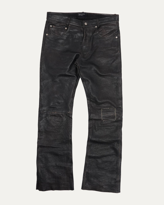 Crust Repaired Leather Flare Jeans