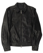 Cemetery Cross Patch Zip Up Leather Jacket
