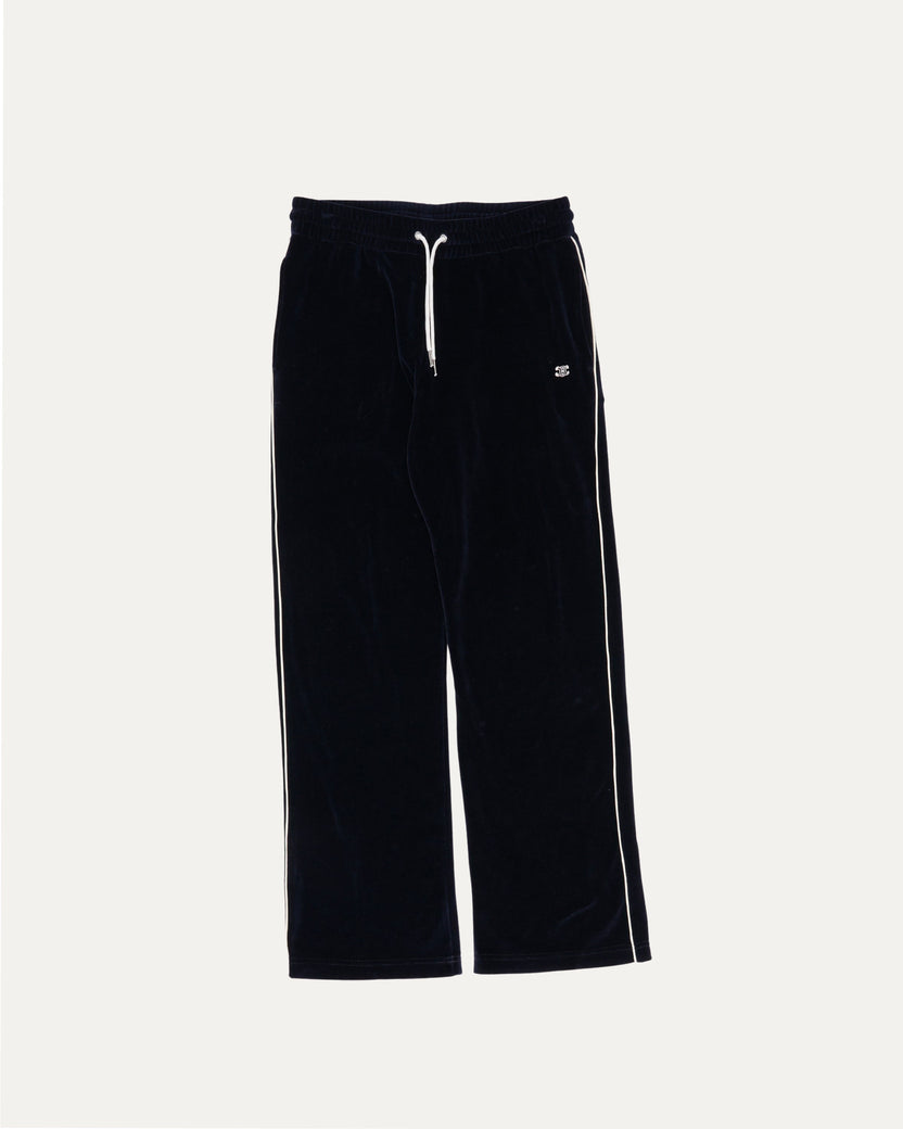 Straight Leg Logo Embroidered Velour Track Pants