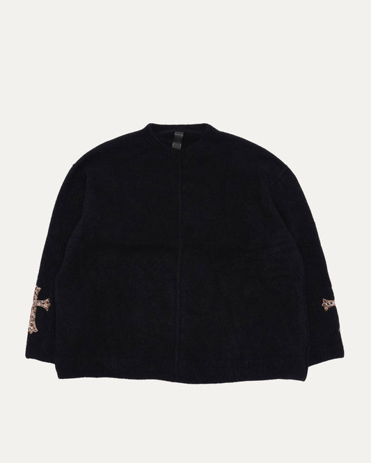 Pony Hair Cross Patch Cashmere-Silk Blend Sweater