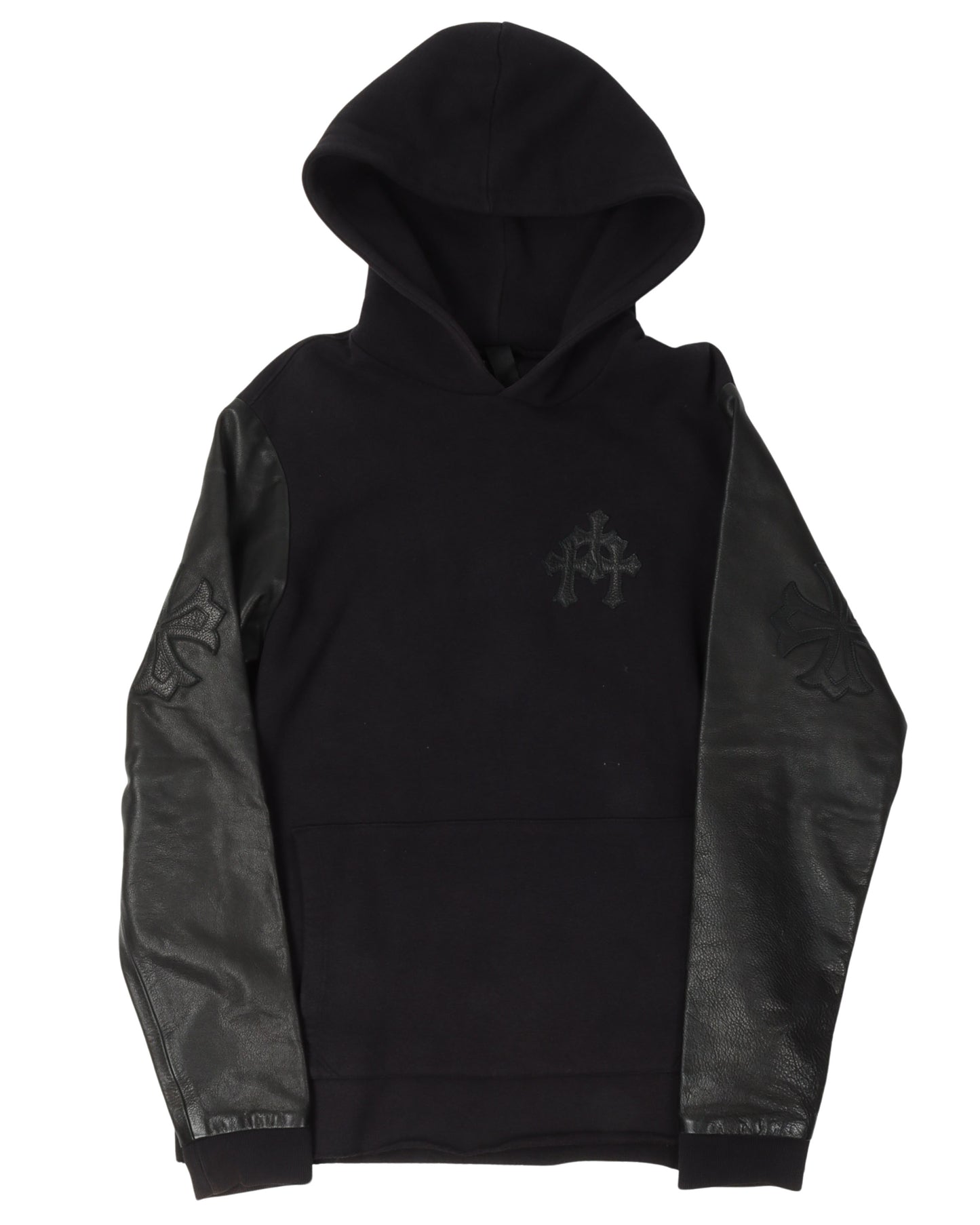 Leather Sleeve Hoodie