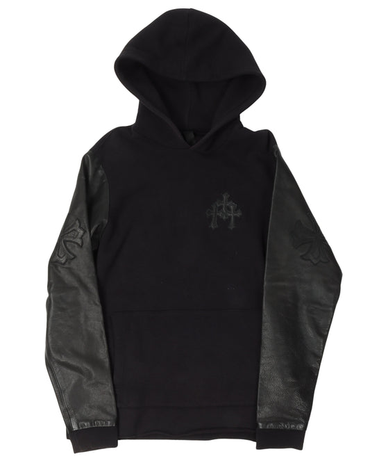 Leather Sleeve Hoodie