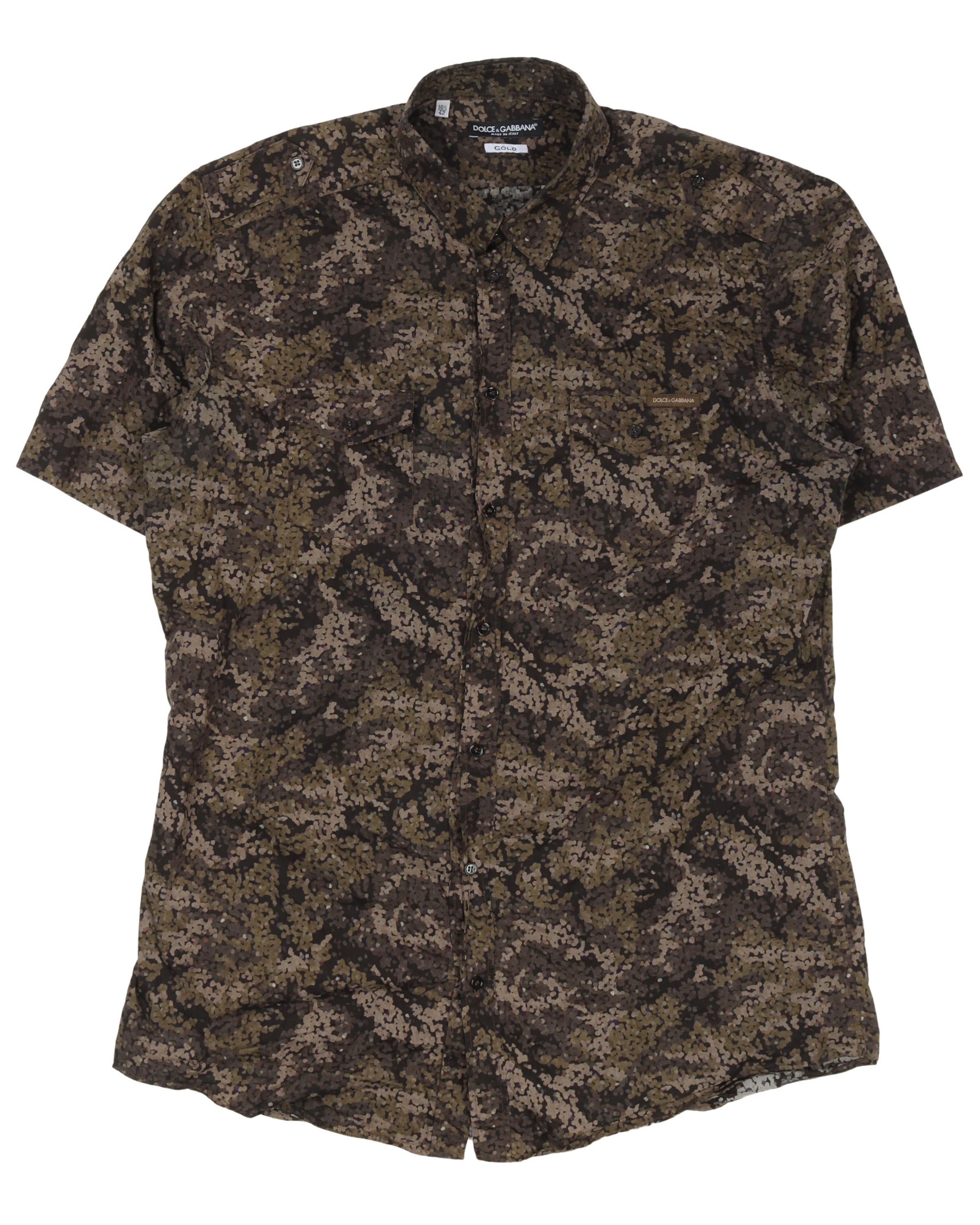 Dolce & Gabbana Dotted Camo Button Up Shirt – Justin Reed