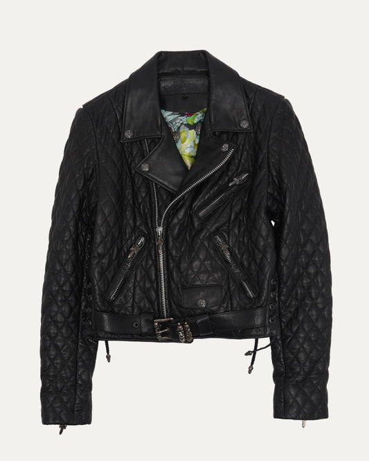 Hermes Silk Lined JJ Dean Quilted Leather Jacket