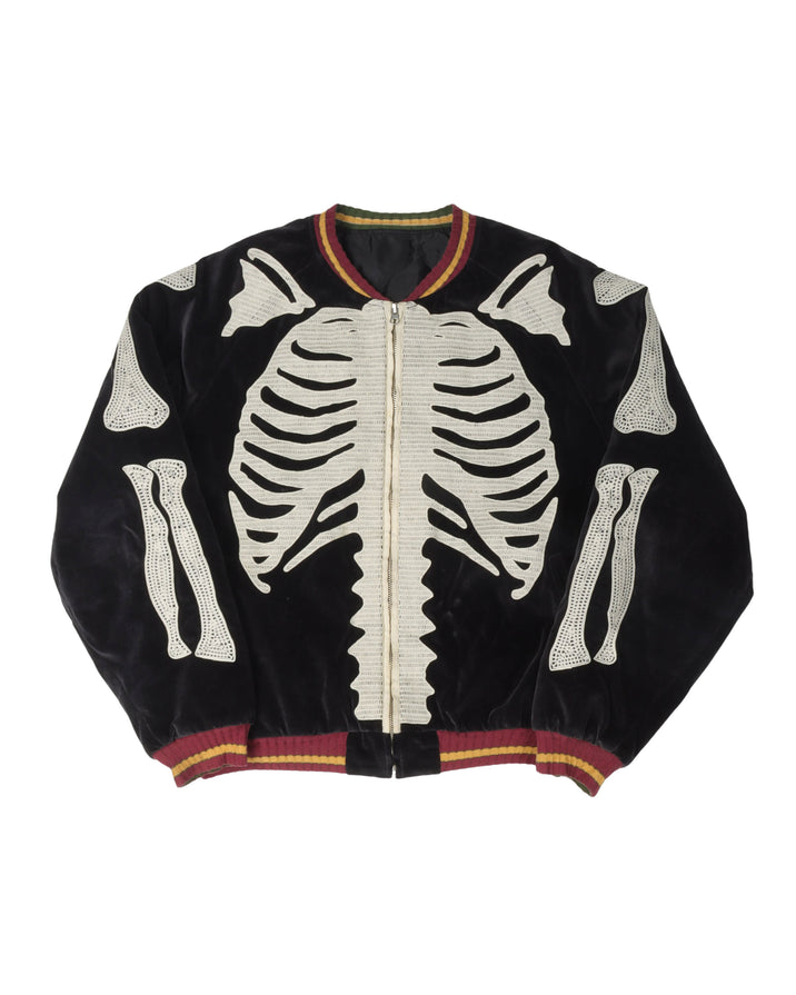 Velveteen Bone Embroidered Souvenir Jacket