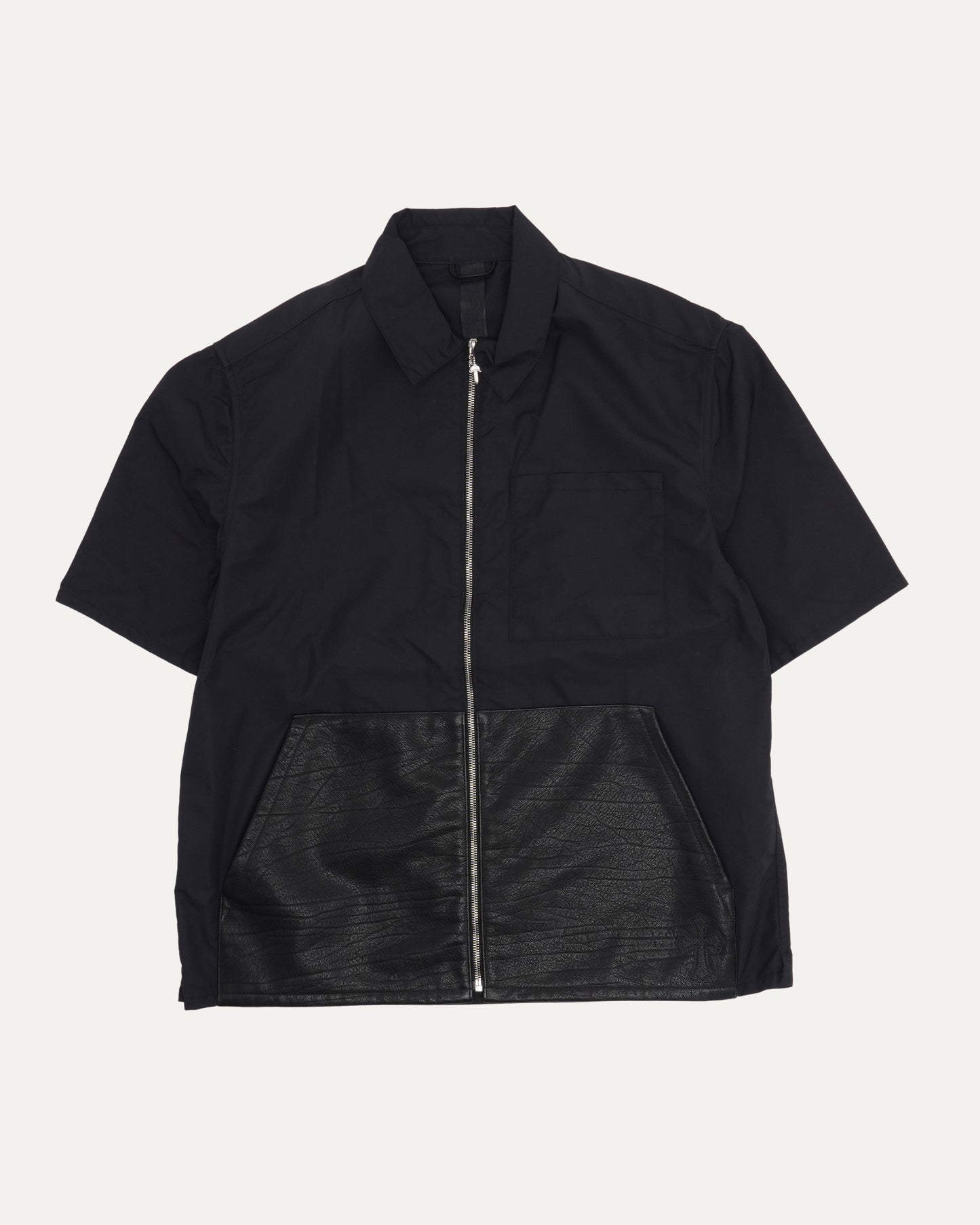 Nylon and Leather Sedated Zip Shirt