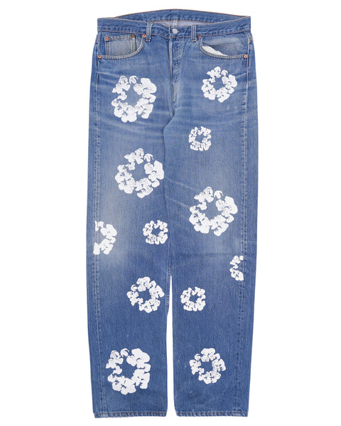 DENIM TEARS Levi’s501 Cotton Wreath Jean Denim Tears Levi's Cotton Wreath Flared Jeans – Justin Reed