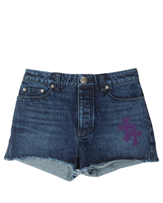 Cross Patch Denim Shorts