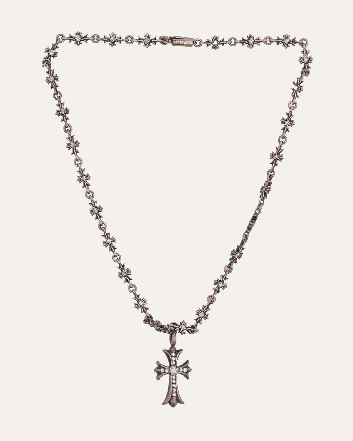 Diamond Tiny Fat Pendant on Tiny E Chain Choker Necklace