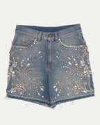 Rhinestone Embellished Jean Shorts