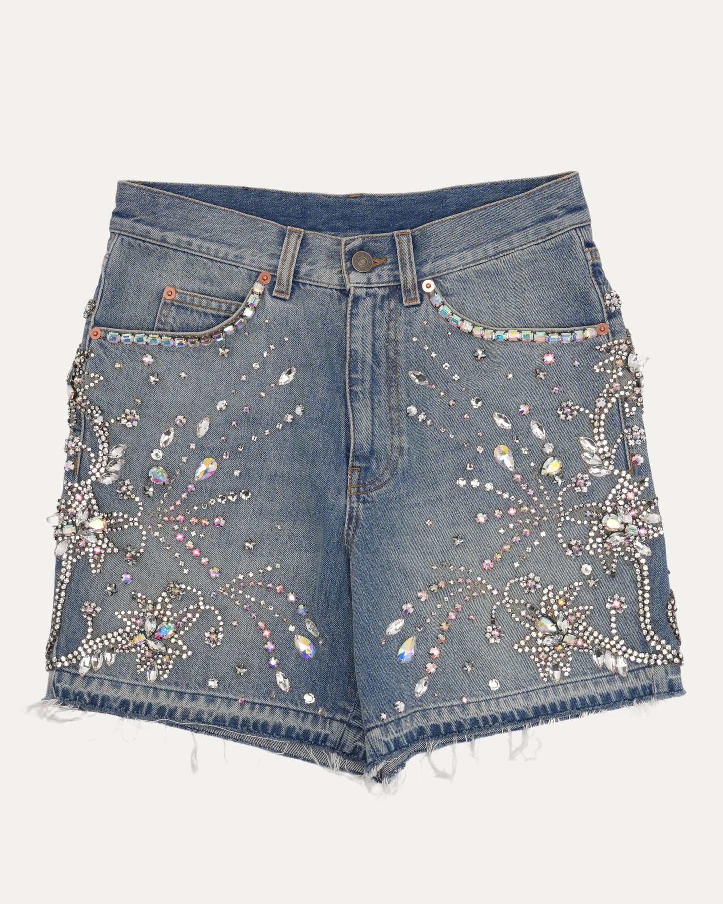 Rhinestone Embellished Jean Shorts