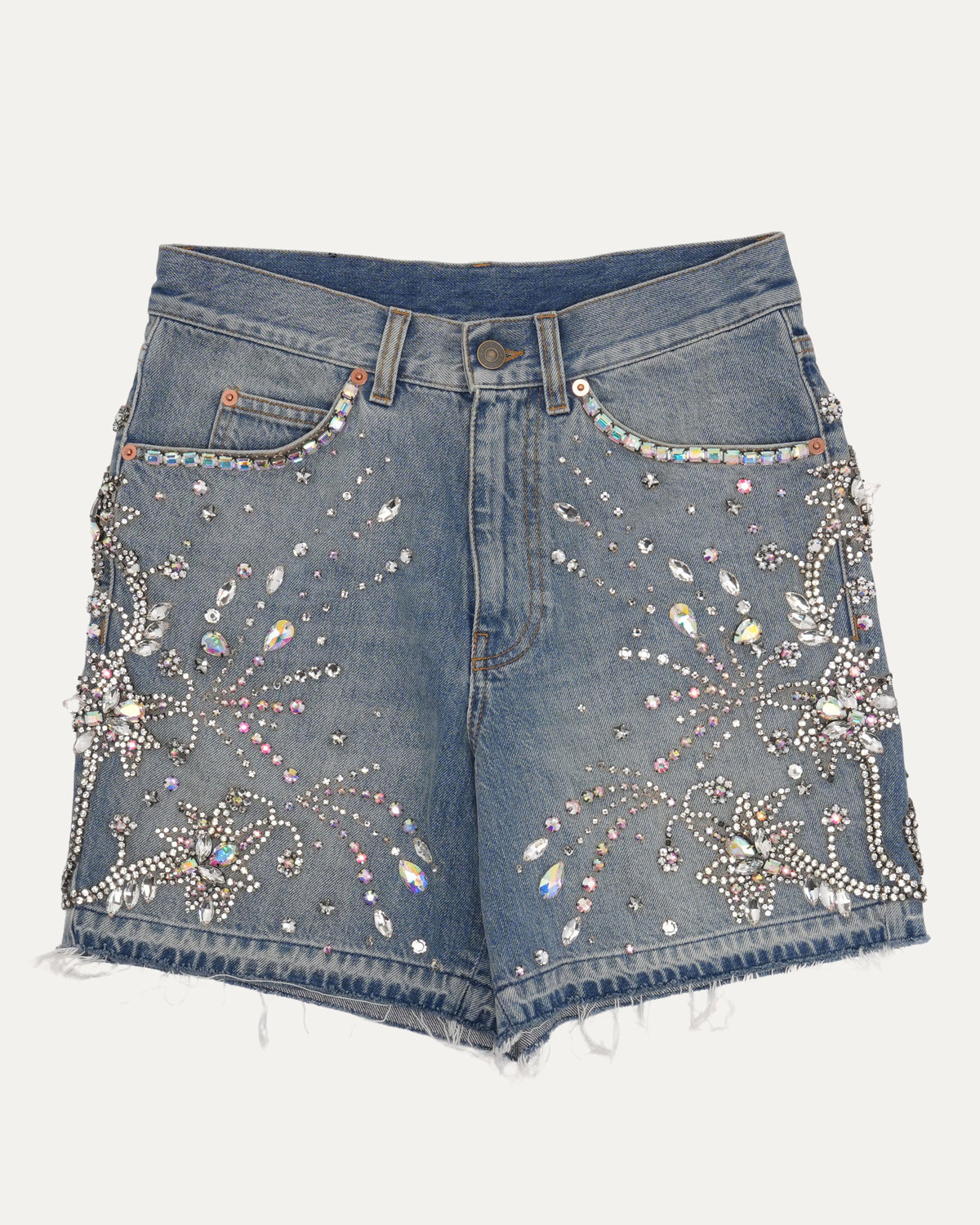 Rhinestone Embellished Jean Shorts