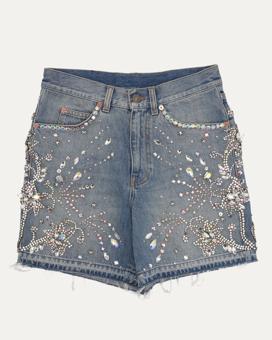 Rhinestone Embellished Jean Shorts