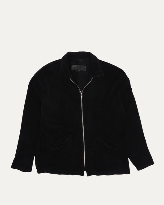 Suede Fleur Zip Up Jacket