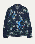 Band Collar Panther Print Shirt