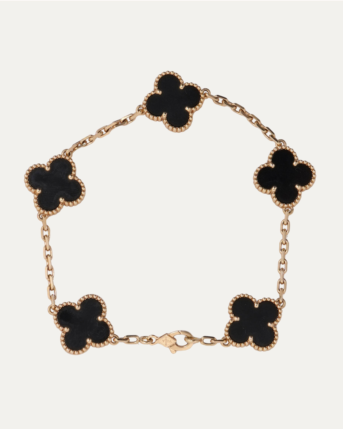 Gold Onyx Vintage Alhambra Bracelet