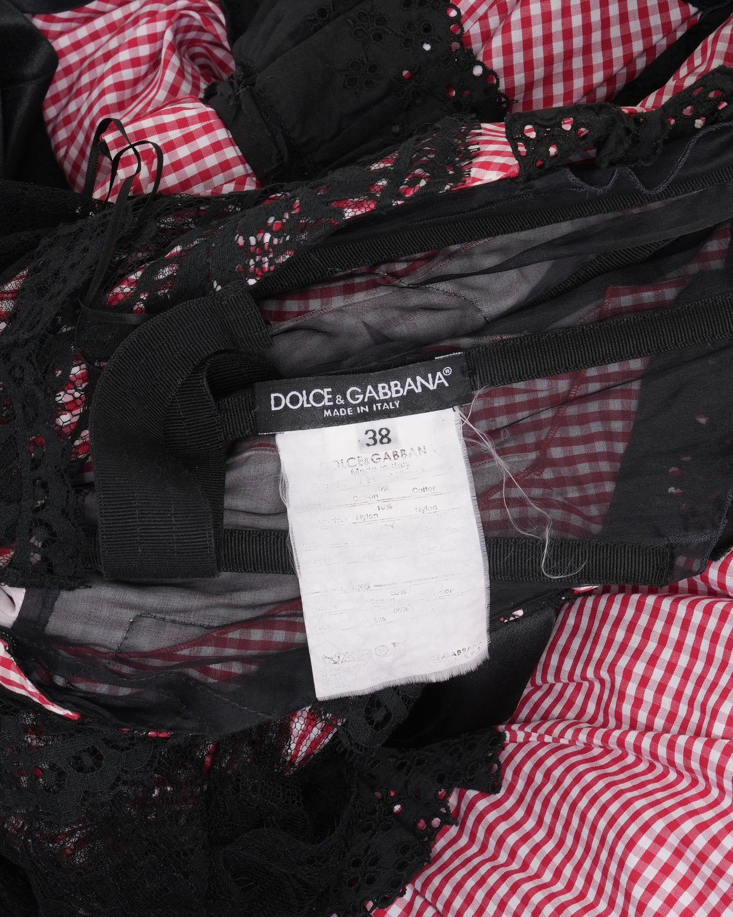 SS 2006 Gingham And Lace Runway Gown