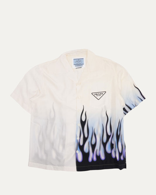 Double Match Flames Silk Bowling Shirt