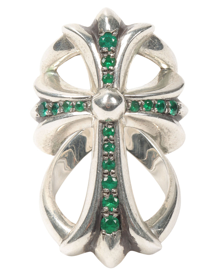 Emerald Infinity Cross Ring