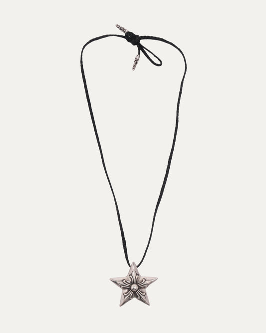 Large Star Pendant on Leather Braid