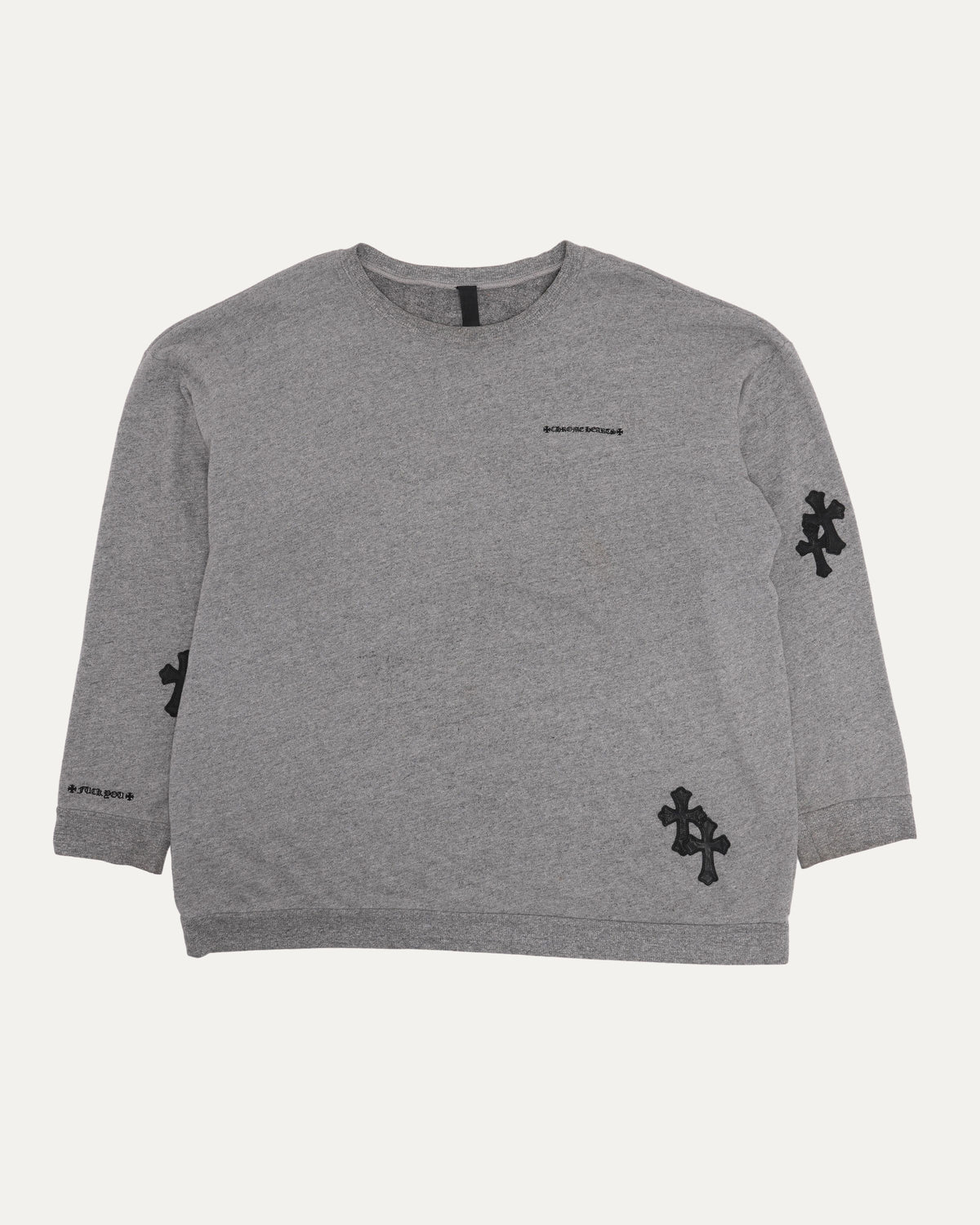 Cotton Blend Cross Patch Crewneck Sweatshirt