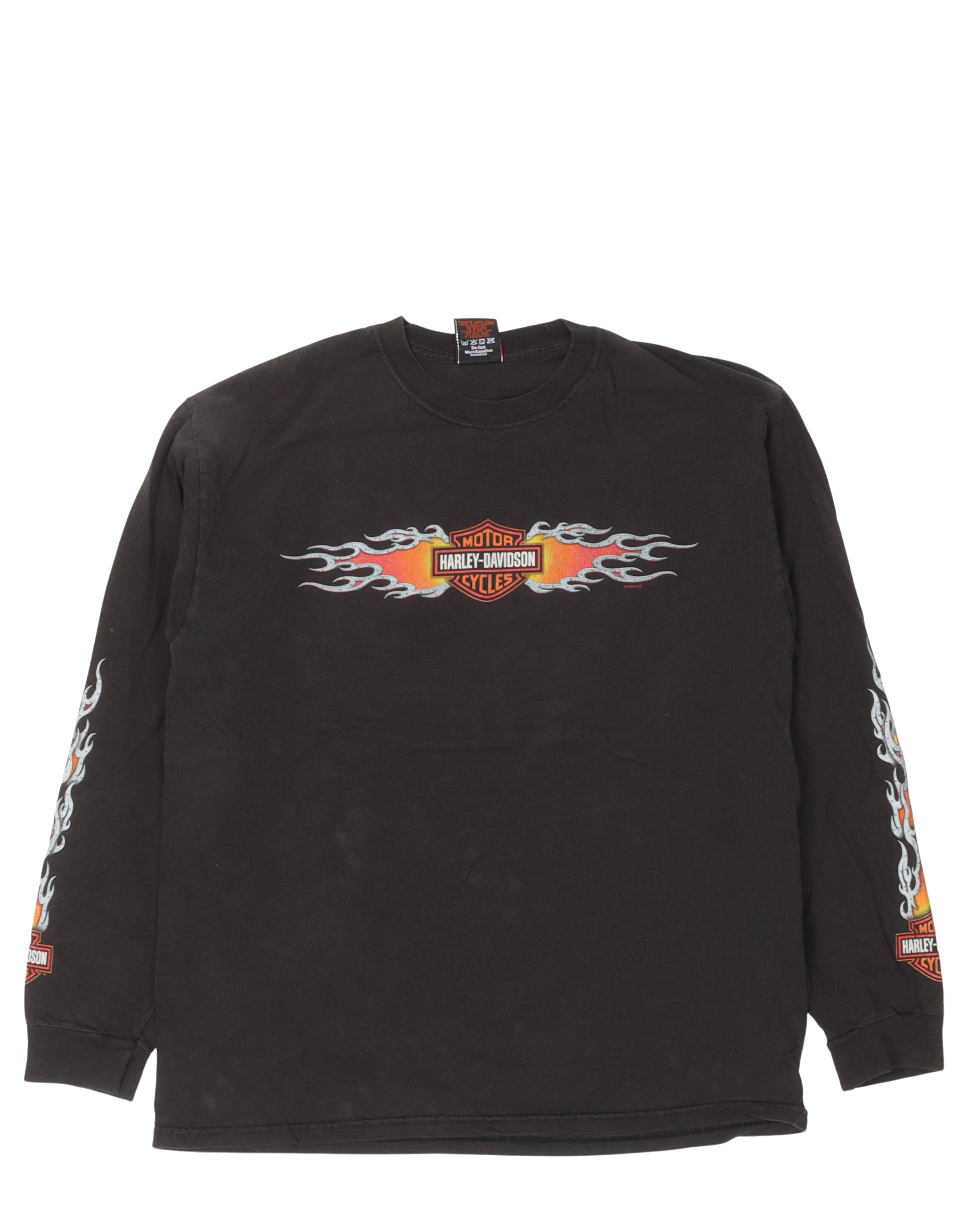 Harley Davidson Flames Long Sleeve T-Shirt