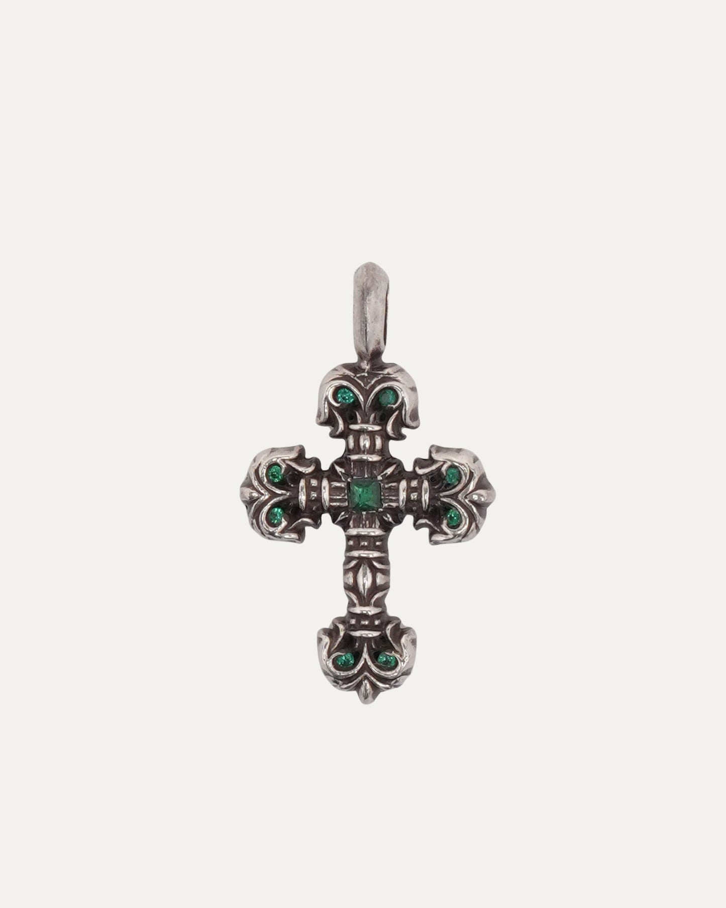 Emerald Filigree Cross Pendant
