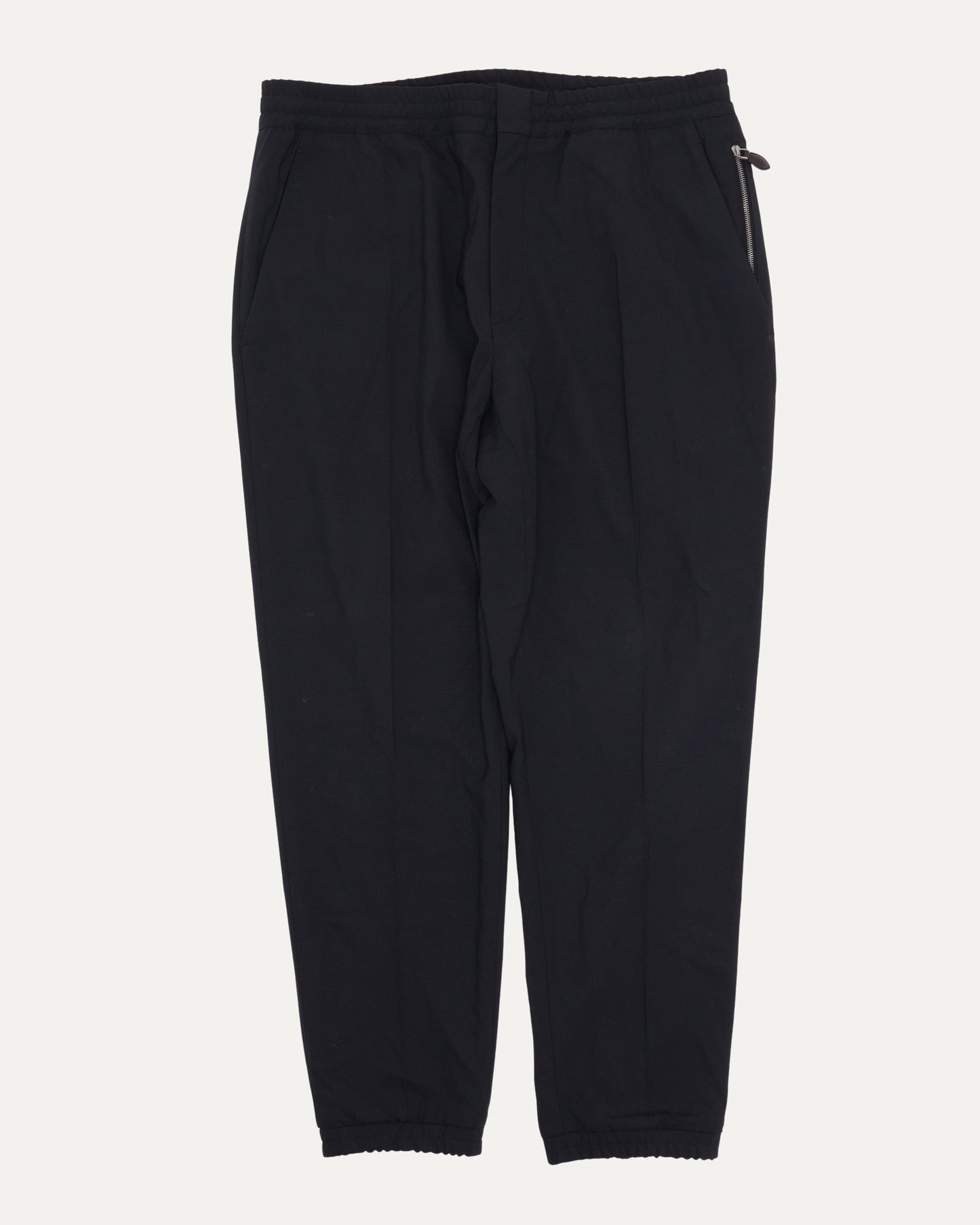 Wool Blend Pleated Drawstring Track Pants