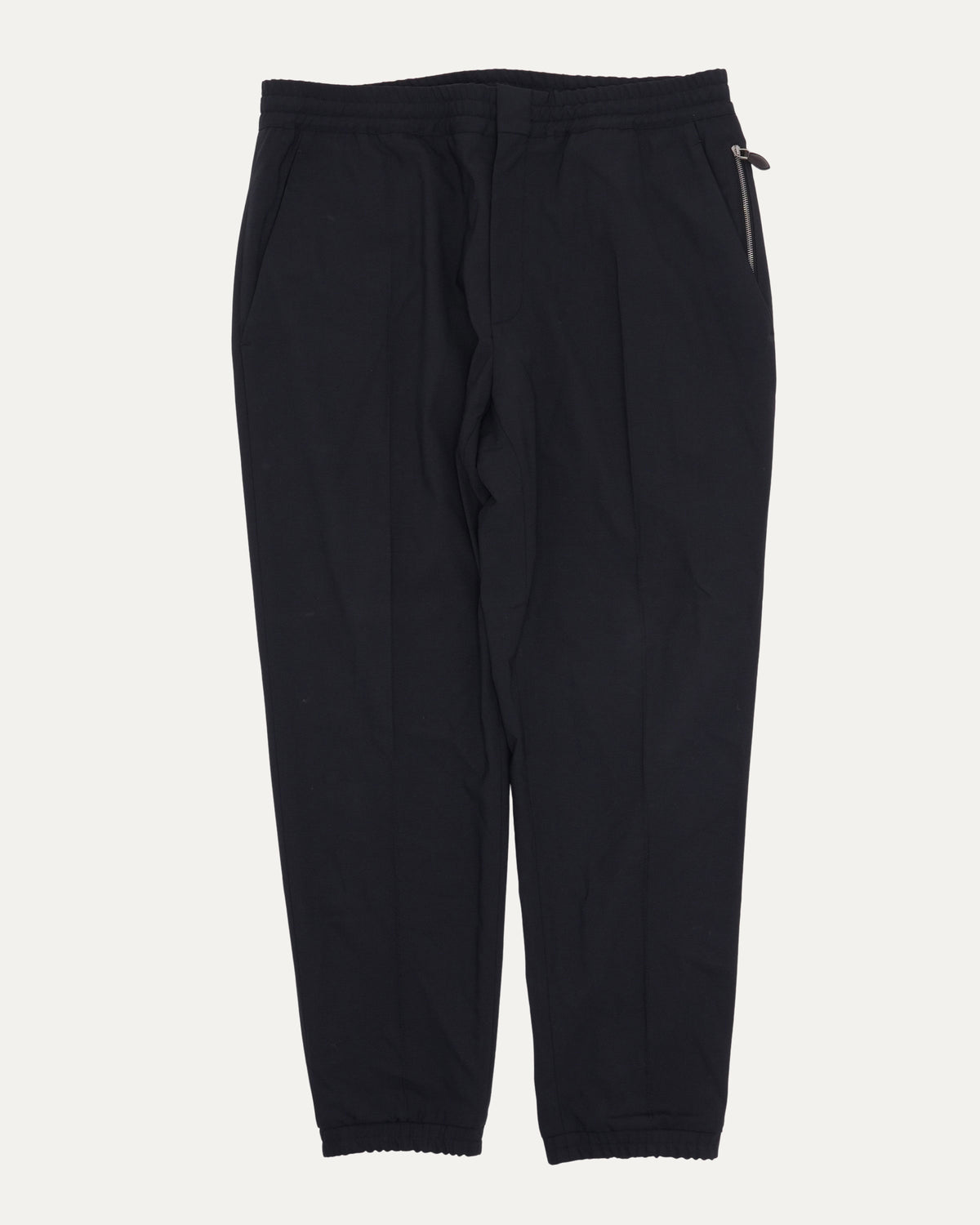 Wool Blend Pleated Drawstring Track Pants