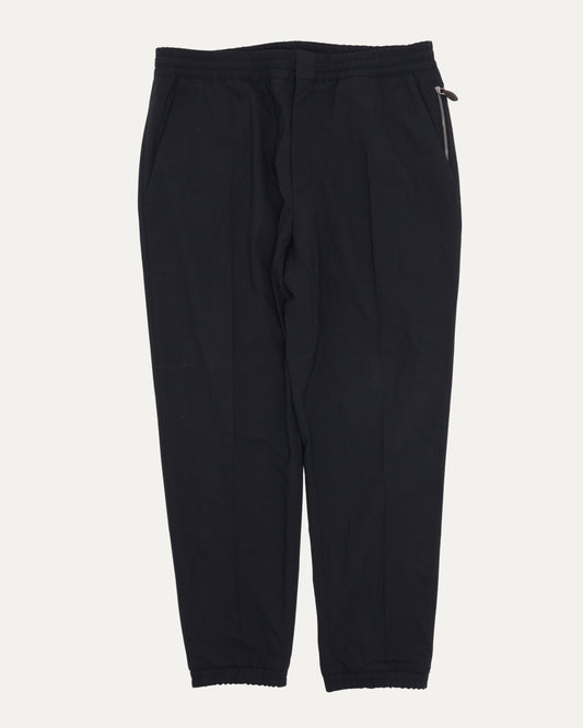 Wool Blend Pleated Drawstring Track Pants