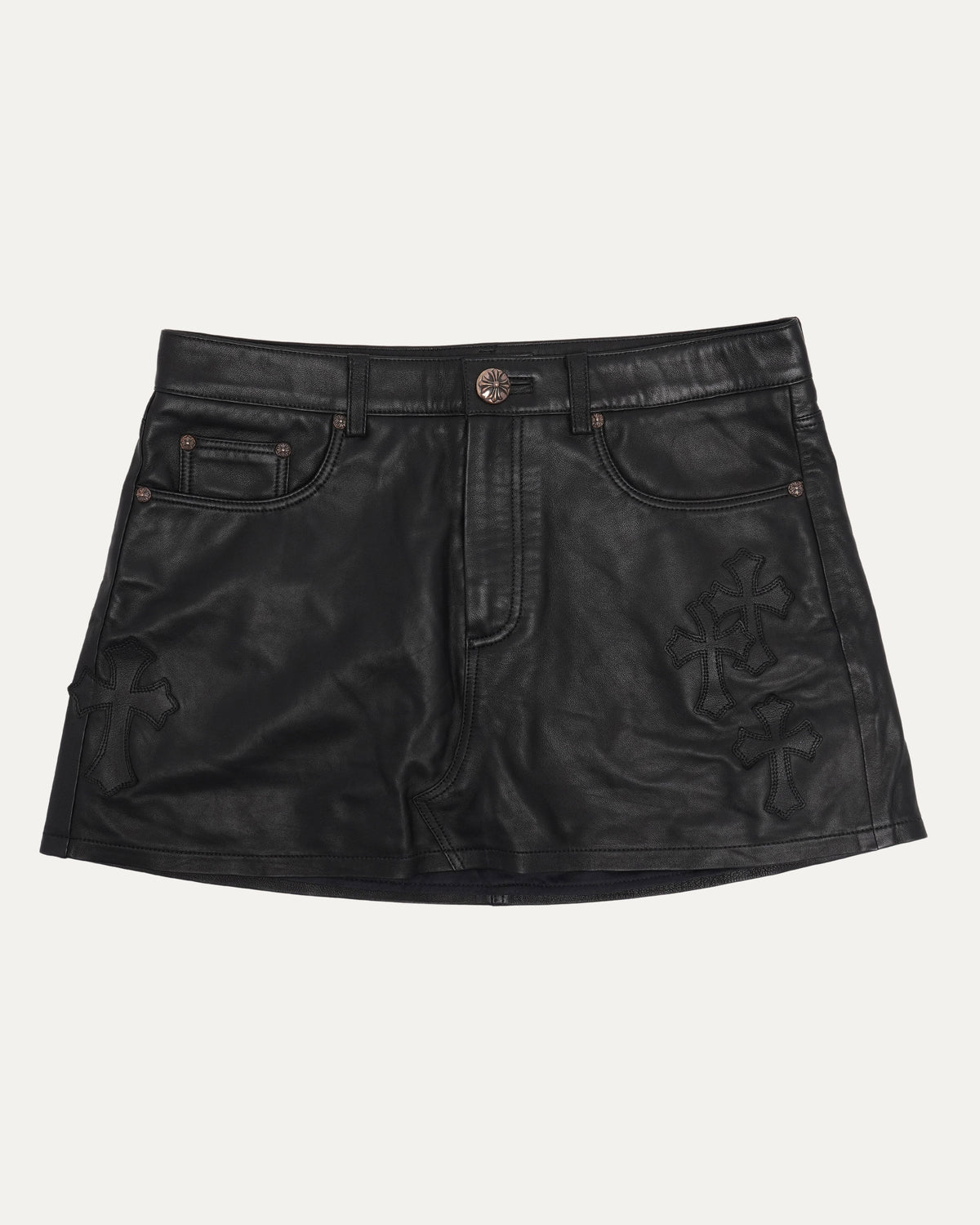 Cross Patch Leather Skirt