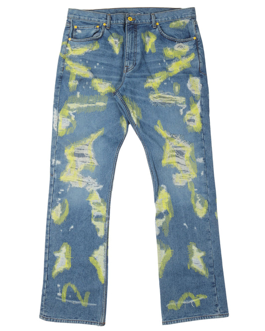 Distressed Embroidered Jeans