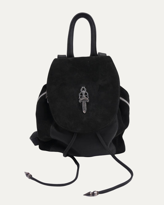 Dagger Embellished Suede Leather Backpack