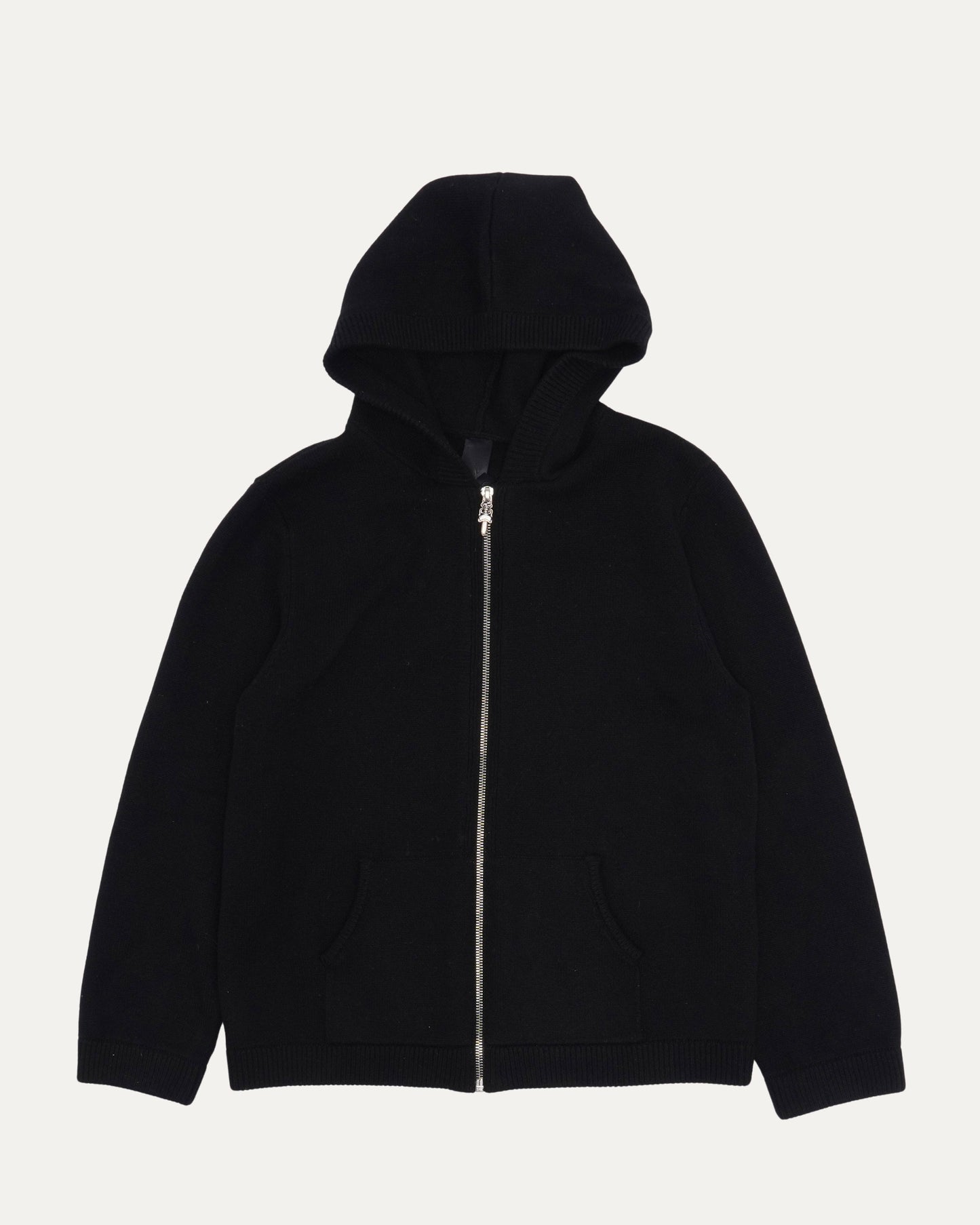 Cashmere Blend Embroidered Hooded Zip Sweater