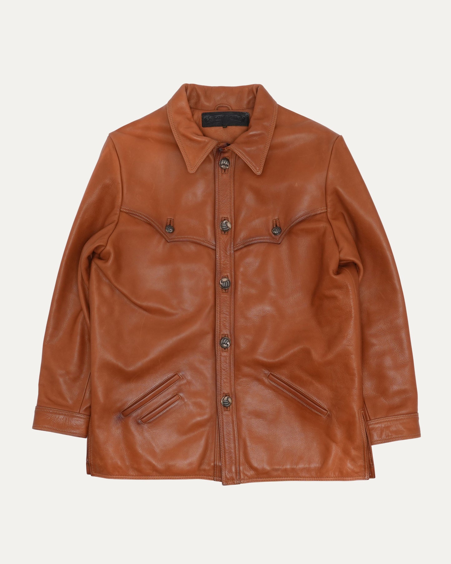 Leather Western Claw Button Jacket