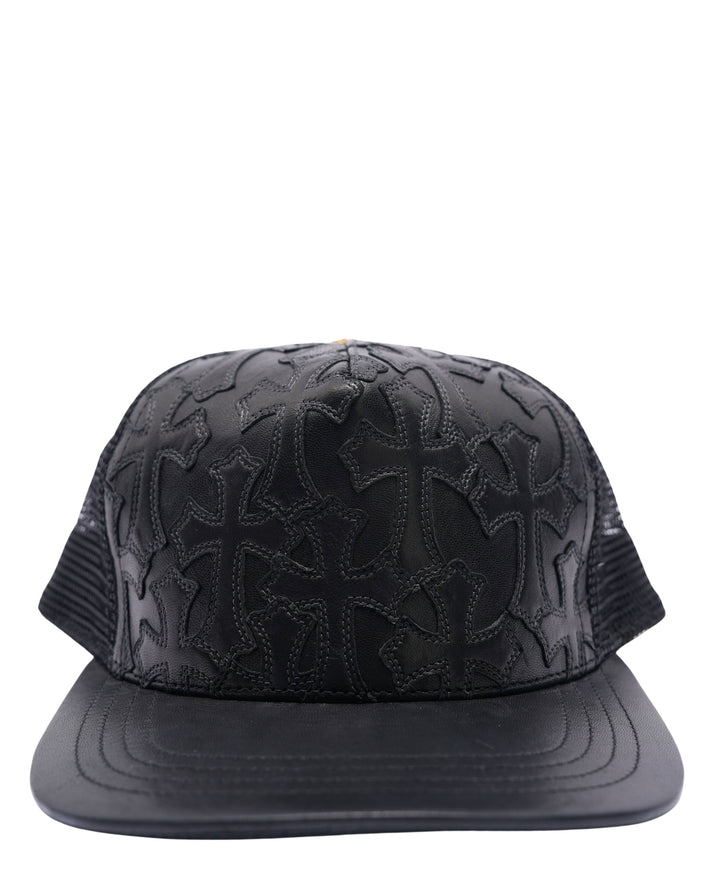 Leather Multi Cross Patch Trucker Hat