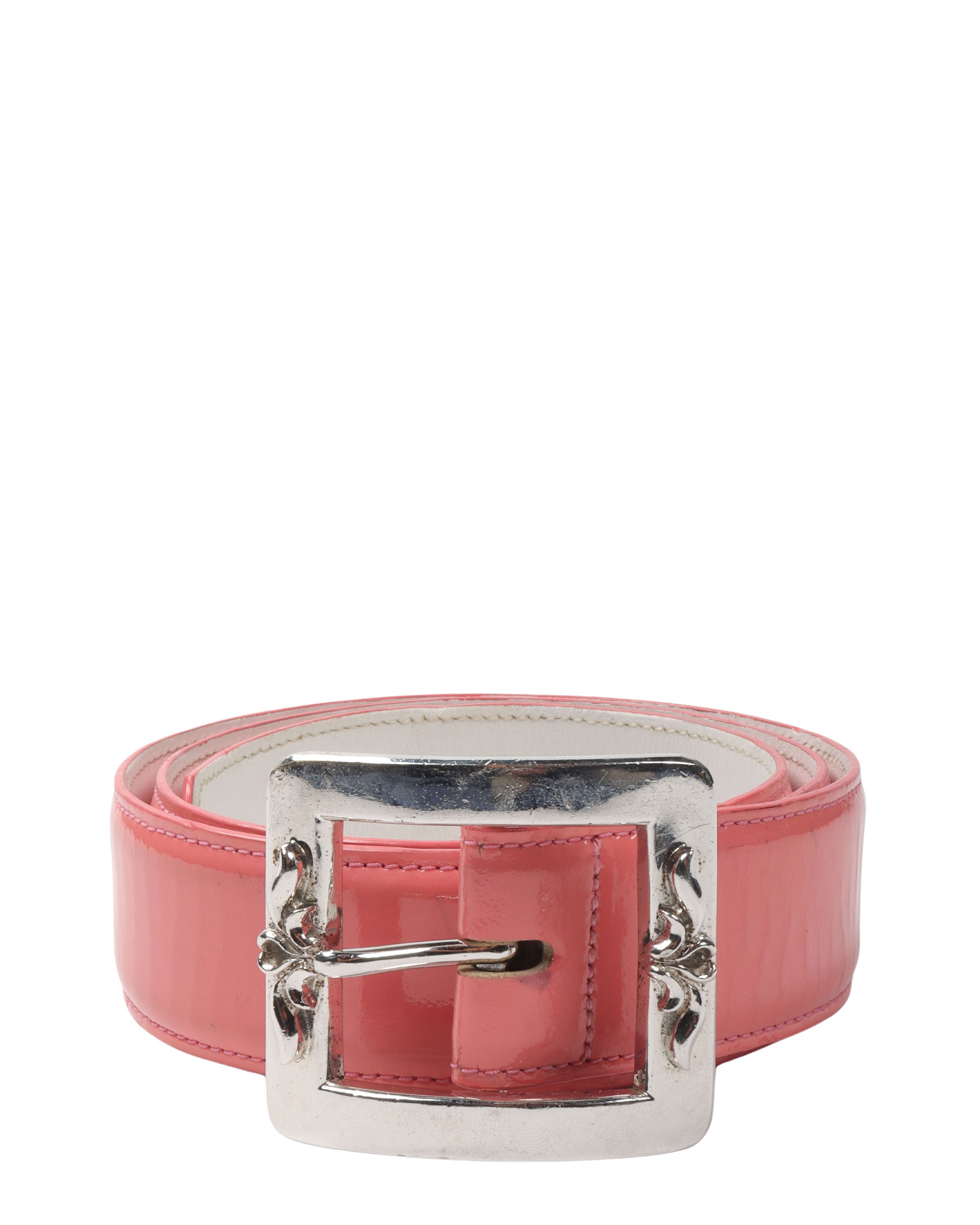 Square Buckle Patent Leather Belt
