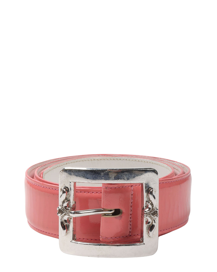Square Buckle Patent Leather Belt