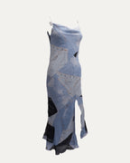 FW 2004 Trompe L'Oeil Denim Print Silk Dress