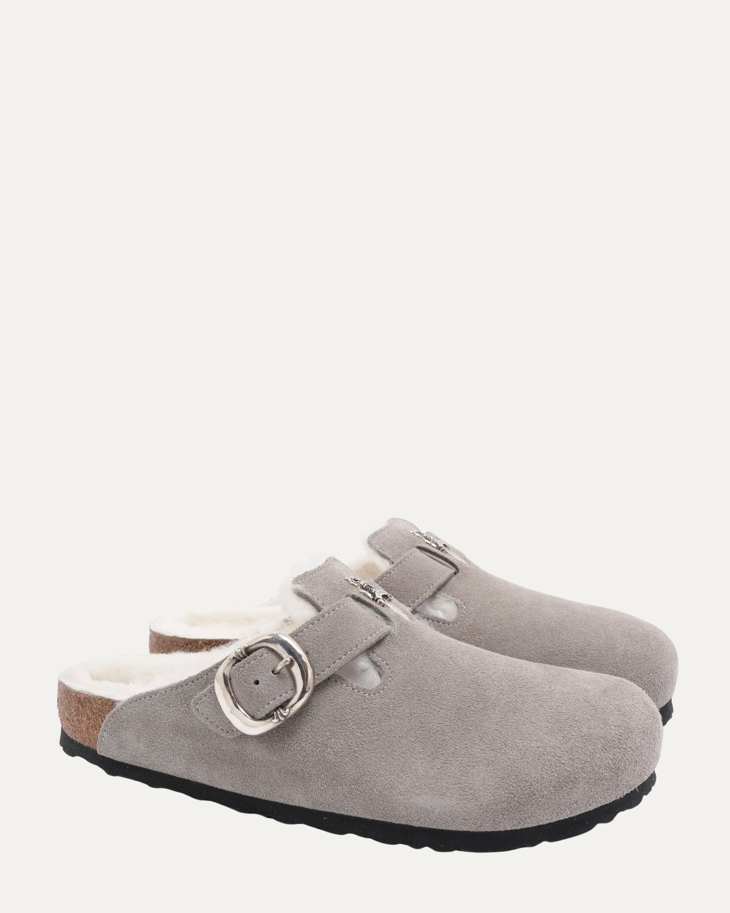 Dagger Embellished Birkenstock Boston Shearling Lined Suede Mule