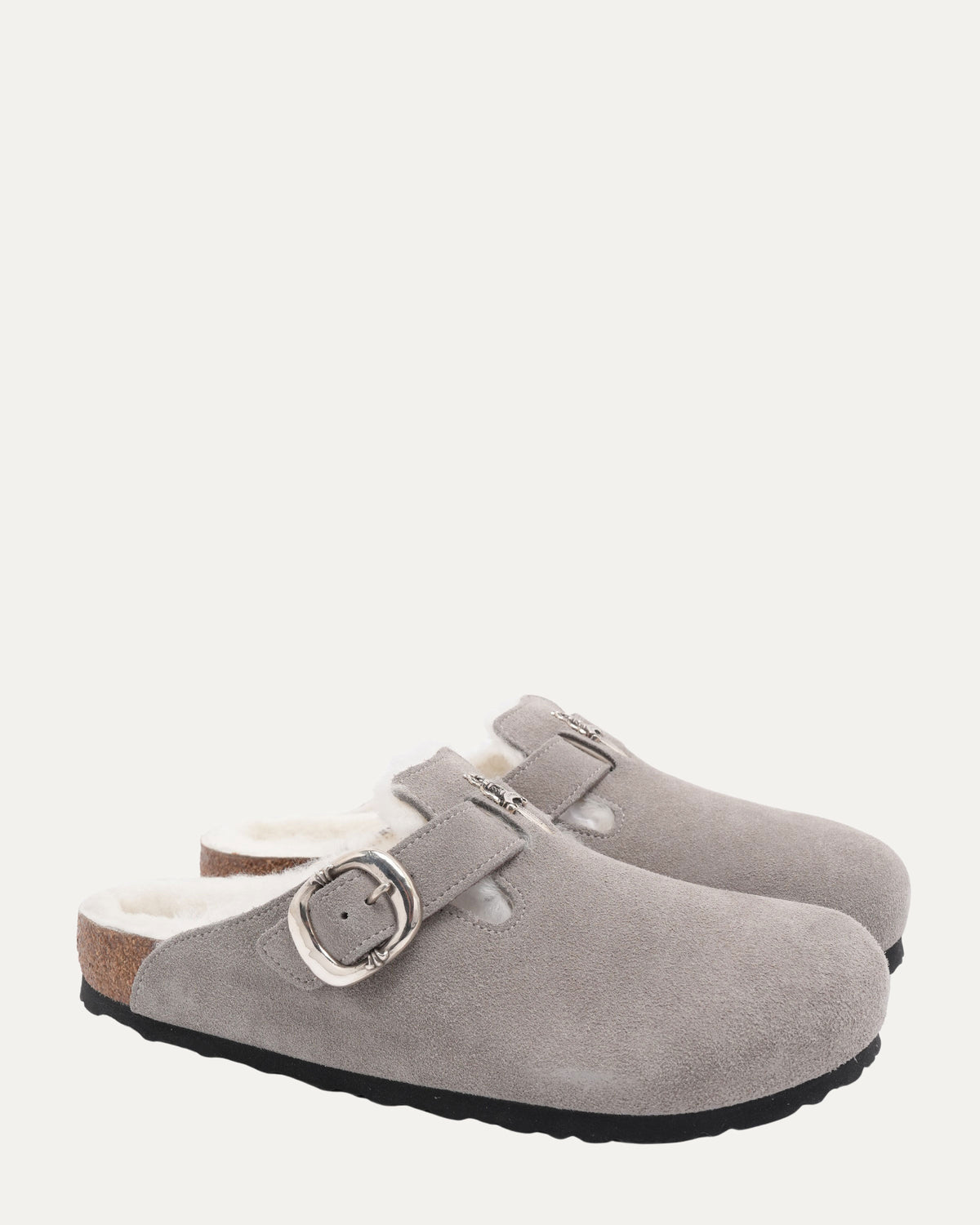 Dagger Embellished Birkenstock Boston Shearling Lined Suede Mule
