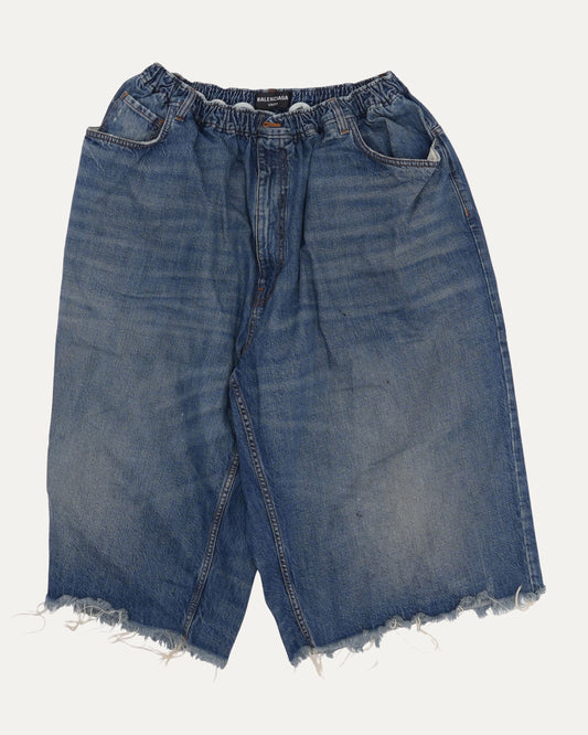 Raw Hem Baggy Denim Shorts
