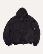 Tape Logo Hooded Bomber Jacket