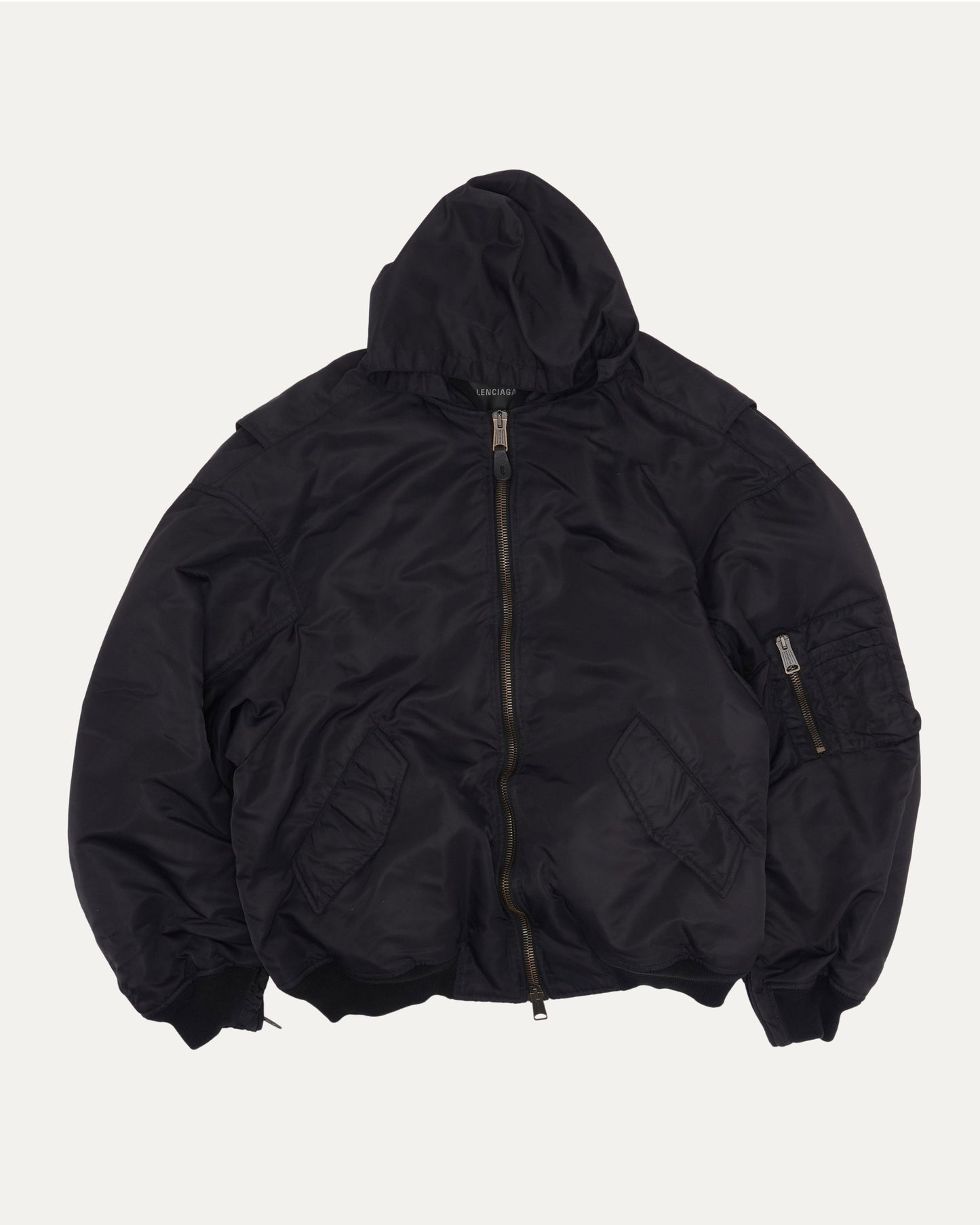 Tape Logo Hooded Bomber Jacket